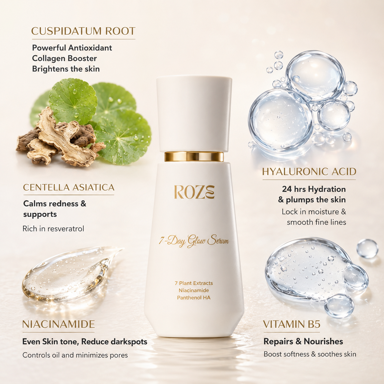 7 day glow serum Benefits Roze skincare