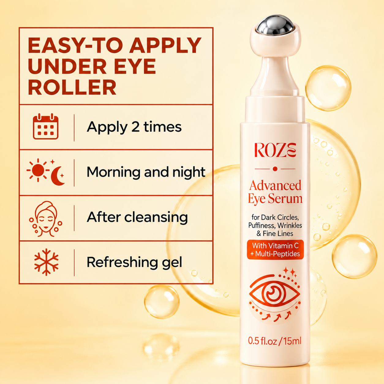 How to use the Roze eye roll serum