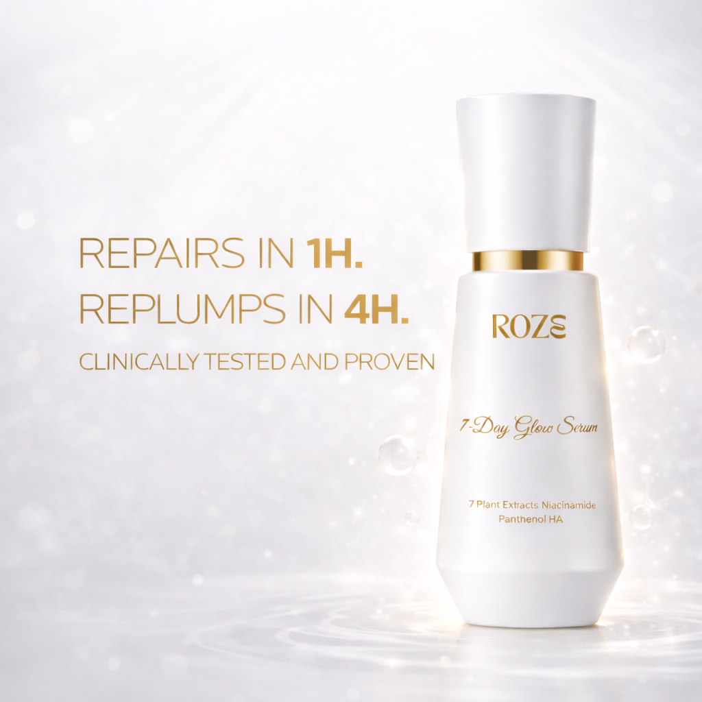 Roze 7 Day glow serum with Hyaluronic acid, Niacinamide and 7 plant extracts