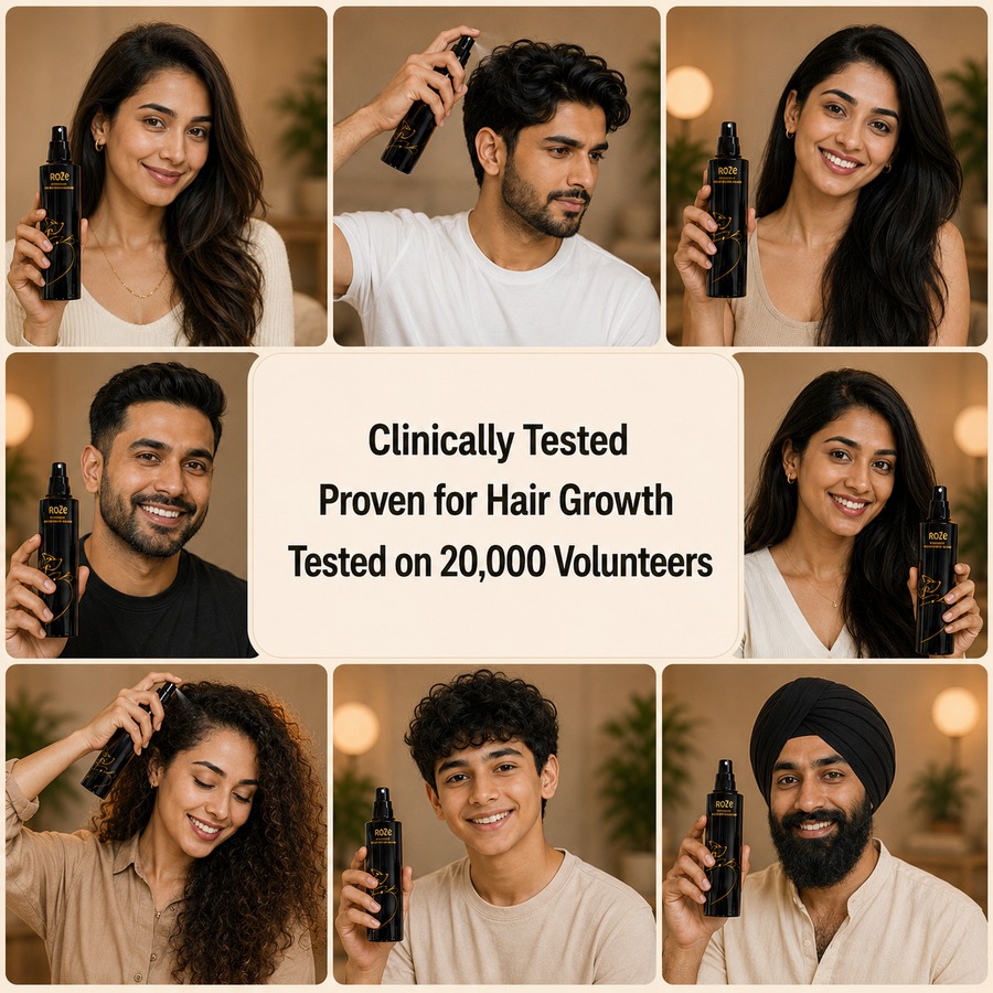 Roze botonical hair growth serum tested and proven results from 20000 volunteers