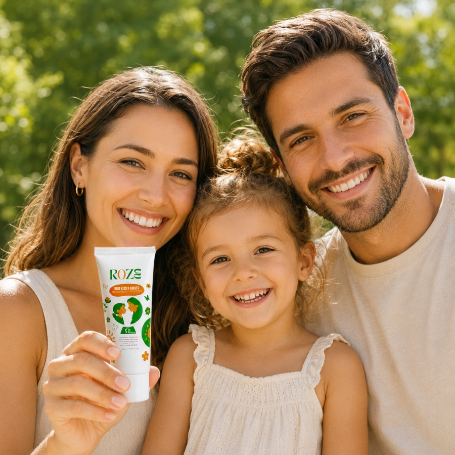 Roze kids and adults sunscreen non-greasy, no white cast