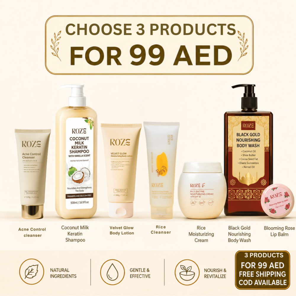 Choose 3 Roze Skincare Products for 99 AED
