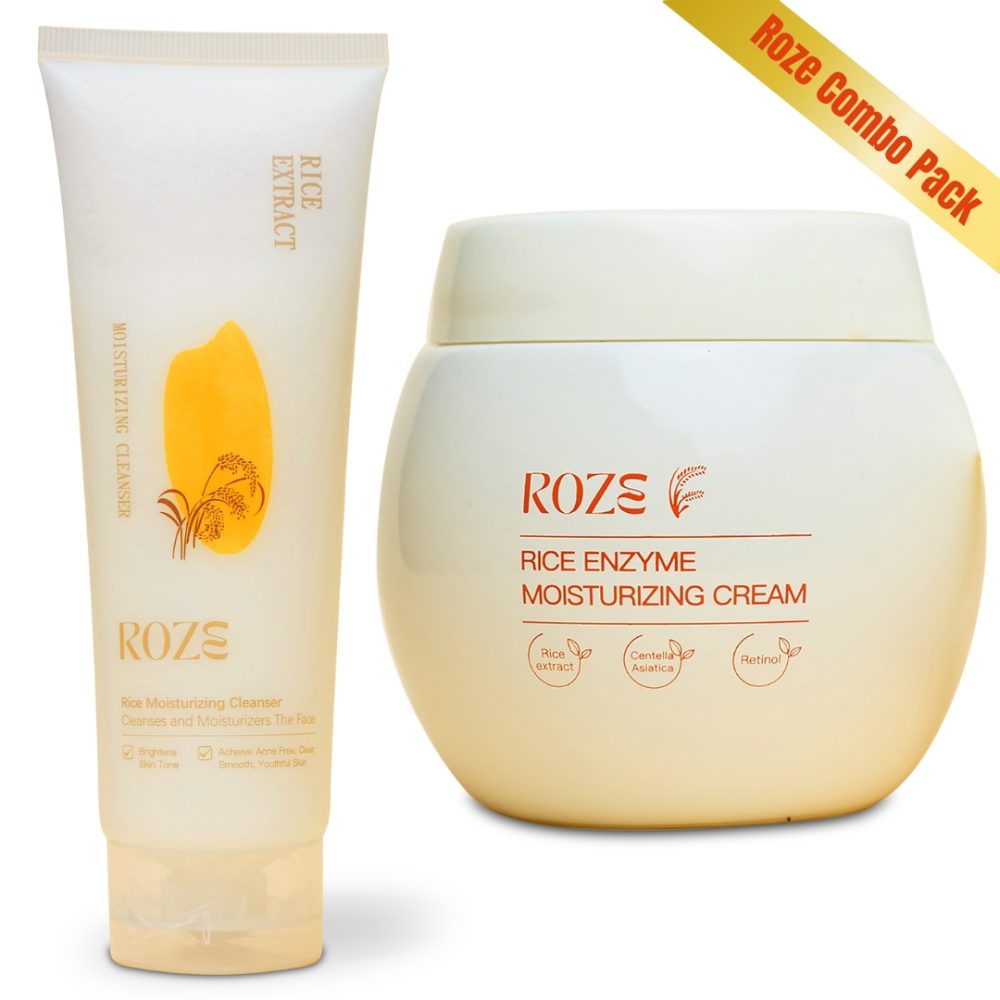 Roze Combo Pack | Rice Cleanser with Gojiberries | Rice Moisturizer with Retinol
