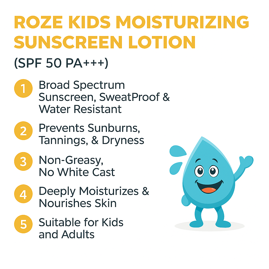 Benefits of roze kids moisturizing sunscreen lotion